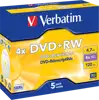DVD+RW Verbatim, Kapacitet 4.7GB, 5 komada, Brzina 4×
