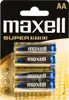 Maxell super alkalne baterije LR-6/AA, 4 komada