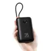 VEGER portable battery with built-in cables 30000 mAh, black